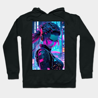 Neon cyberpunk girl Hoodie